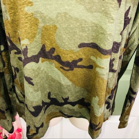 Anthropologie Sanctuary nwt Carlee camo long sleeve linen top medium - Picture 6 of 9